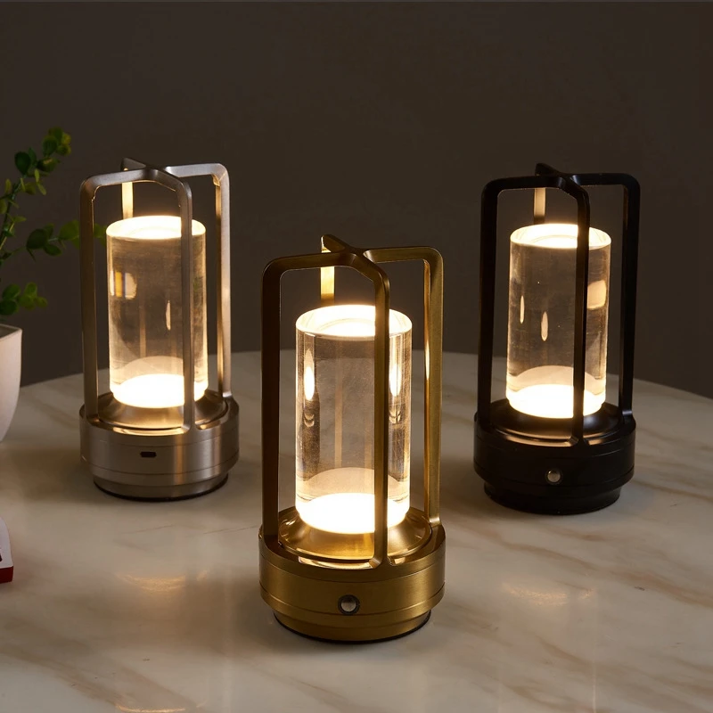 1 Piece Bedside Table Bedroom Led Touch Table Lamp Restaurant Decoration Atmosphere Night Light Gold