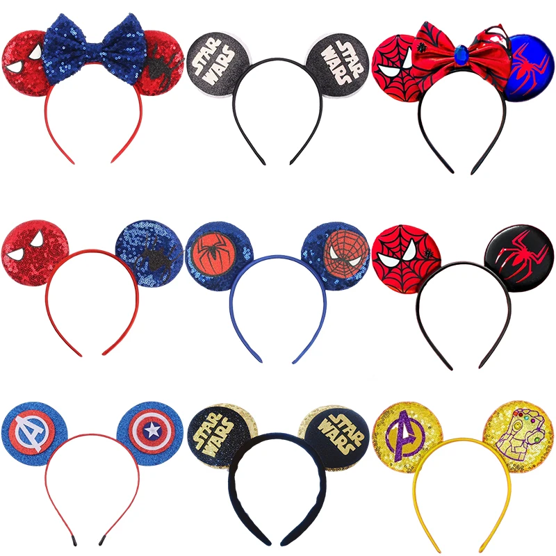 

Disney Mickey Mouse Ears Marvel Spiderman Headband for Adults Star Wars Hairband Women Girls Hair Accessories Boys Kids Headwear