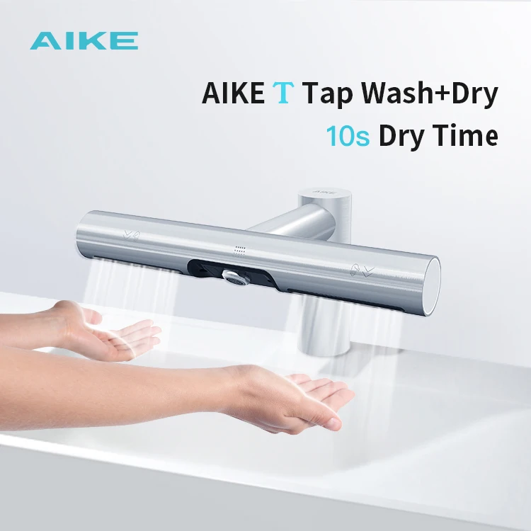AK7120 Stainless Steel Air Tap Faucet Integrated Hand Dryer HEPA Filter Automatic Sensor for Hotel Household Use Eco-Friendly