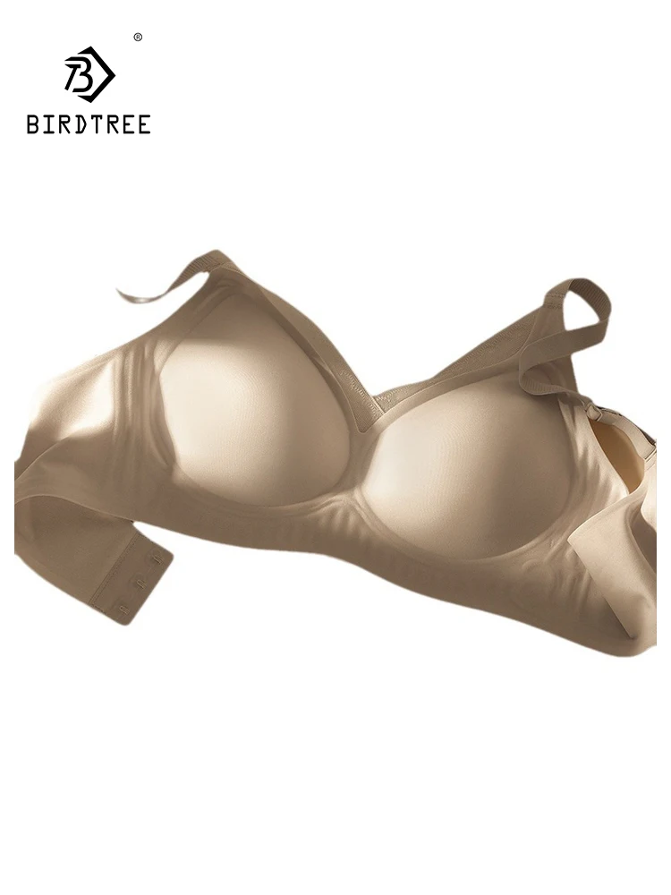 

BirdTree, Lining 4%Natural Silk Sexy Bra, Women Traceless Wireless, Lace Thin Soft Adjustable Underwear, 2024 Summer P464105QC