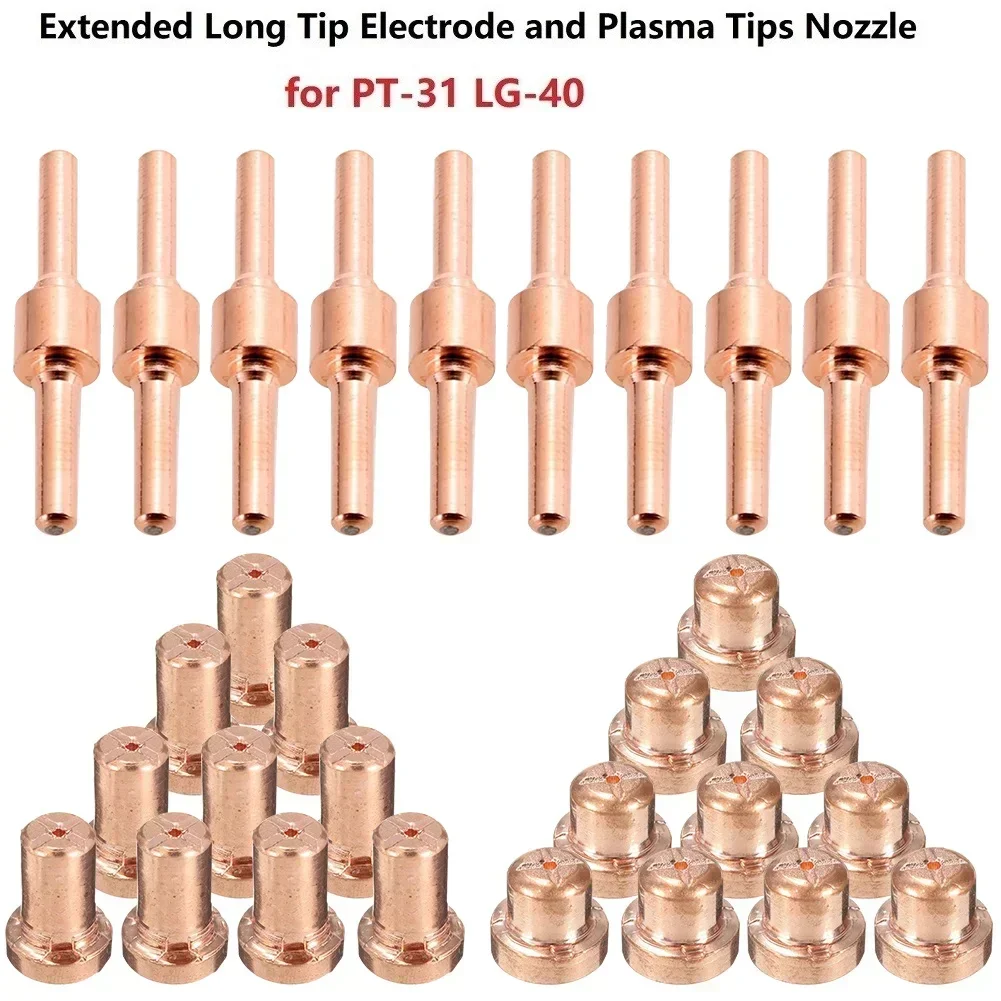 10pcsPlasma Cutter Tip Electrodes & Nozzles Kit Consumable Accessories For PT31 CUT  Plasma  Welding Tools