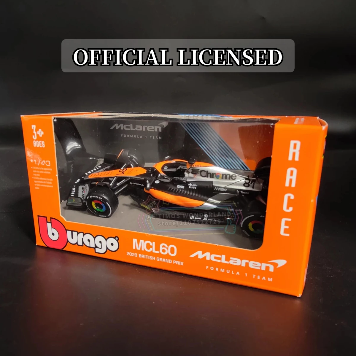 Bburago 1:43 Scale 2023 F1 Mclaren MCL60 Racing Car Model Replica Formula 1 Diecast Miniature Collection Boy Kid Xmas Gift Toy