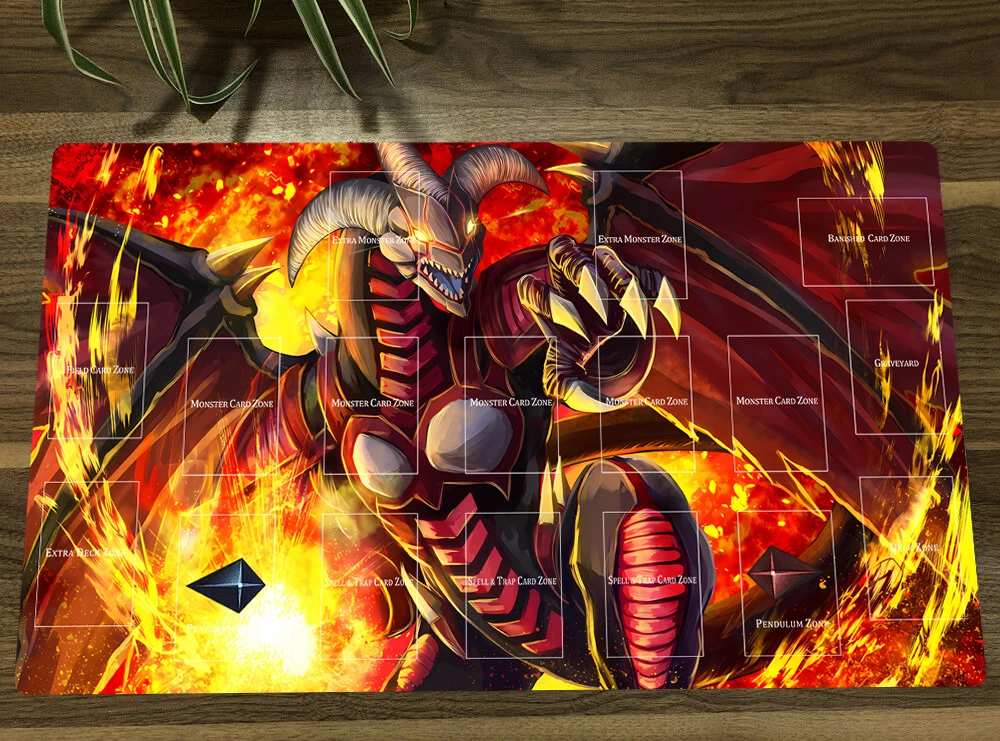 YuGiOh Red Dragon Archfiend TCG CCG Playmat Trading Card Game Mat Rubber Table Desk Gaming Play Mat Mouse Pad 60x35cm