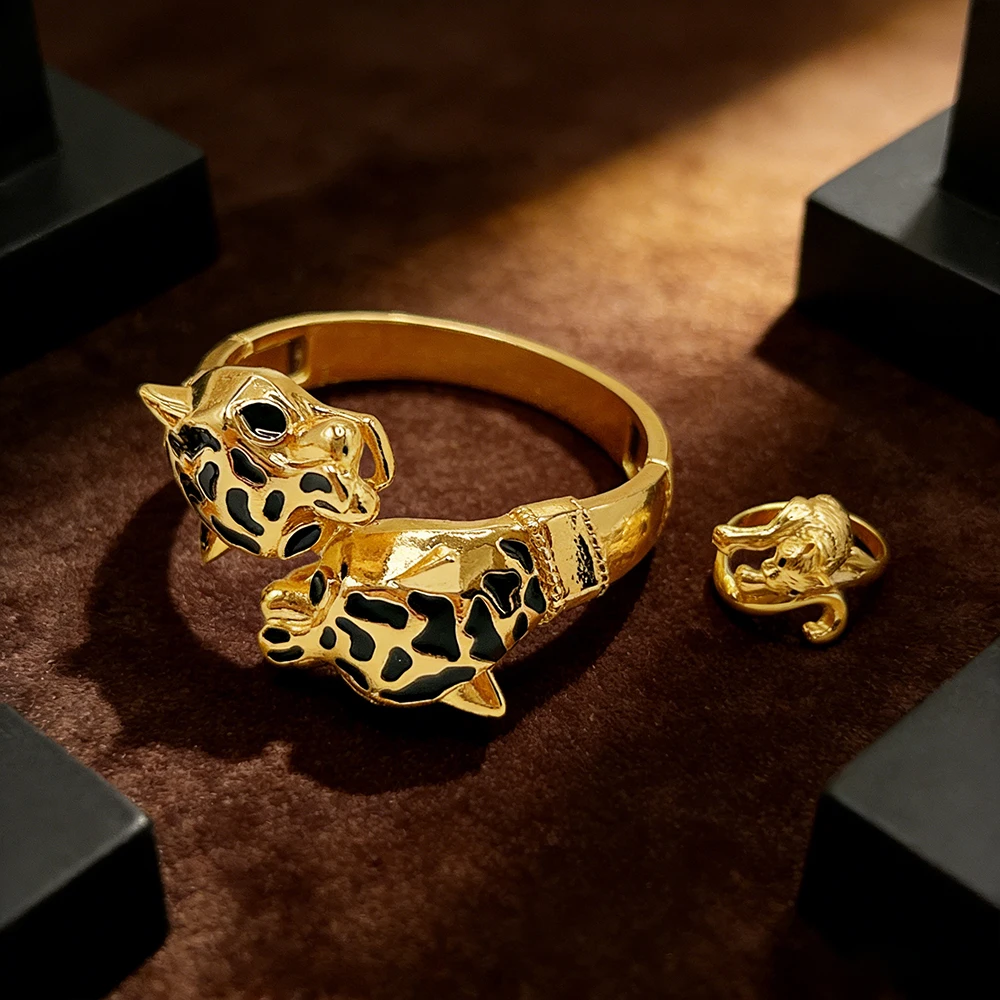 

Bangles Gold Color Jewelry African Bracelet Ring Sets Jewelry Women Luxury Bracelet Set Classic for Lady Wedding Party Daily
