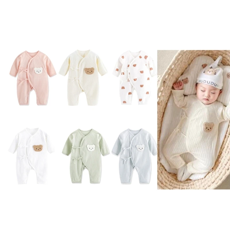 Pagliaccetto per bebè in cotone Tutina per bebè unisex Pagliaccetto a maniche lunghe per neonati D5QA