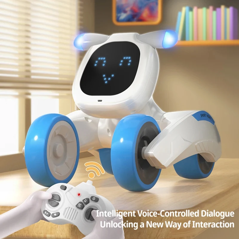 Smart Robot Puppy Dog RC Robot Dance Interactive Pet Program Robot Voice Remote Control Dog Intelligent Emo Toys For Kids Gift