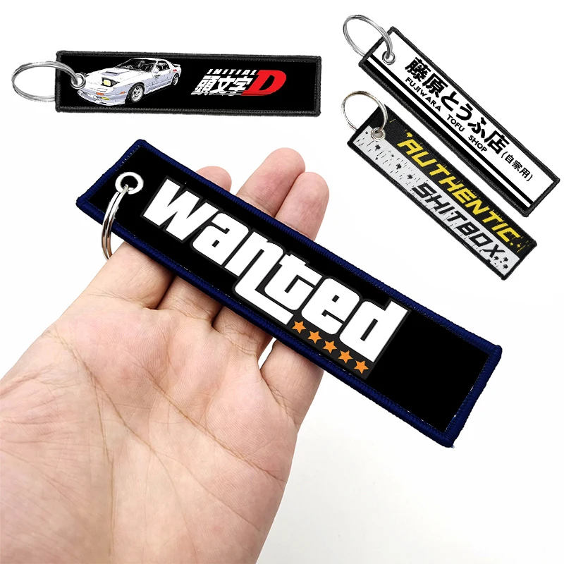 Intial D GTA LOGO Car Keychain for Driver Key Chain for Men Gifts Print JDM Wanted Motorcycle Key Tag Embroidery Trinket