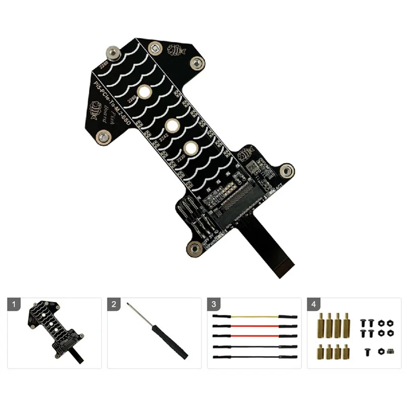 

ABKU-For Raspberry Pi 5 Adapter Board Pcie To M.2 Nvme SSD Adapter Board Compatible With Pi5 Official Case And DSI/CSI Cable