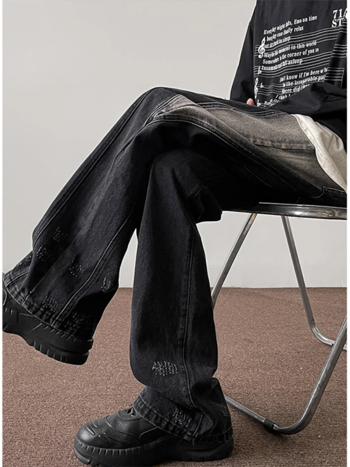 

Американские джинсы в стиле ретро для мужчин, модные брюки Haome Street Sle Slim Micro Flared в стиле High Street Vibe