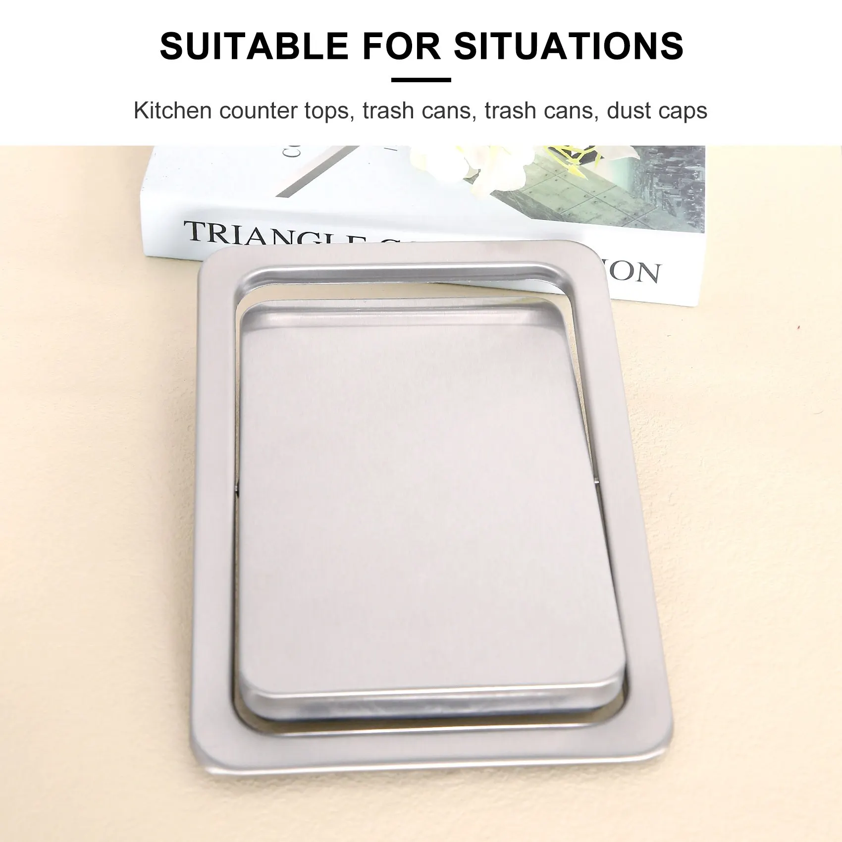 Stainless Steel Garbage Flap Lid Trash Bin Cover Flush Built-in Balance Swing Flap Garbage Lid for Kitchen Counter Top B