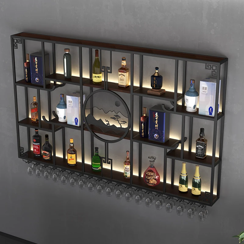 

Small Storage Wine Cabinet Wall Mounted Whisky Liquor Display Metalic Bar Cabinet Restaurant Unique Barra De Vino Home Equipment