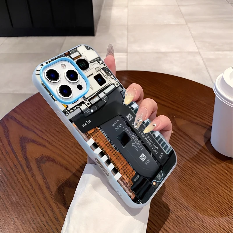 مغناطيس بسيط محاكاة شفافة اللوحة الأم منظور جراب هاتف آيفون 16 15 14 13 12 برو 11 بروماكس جراب هاتف