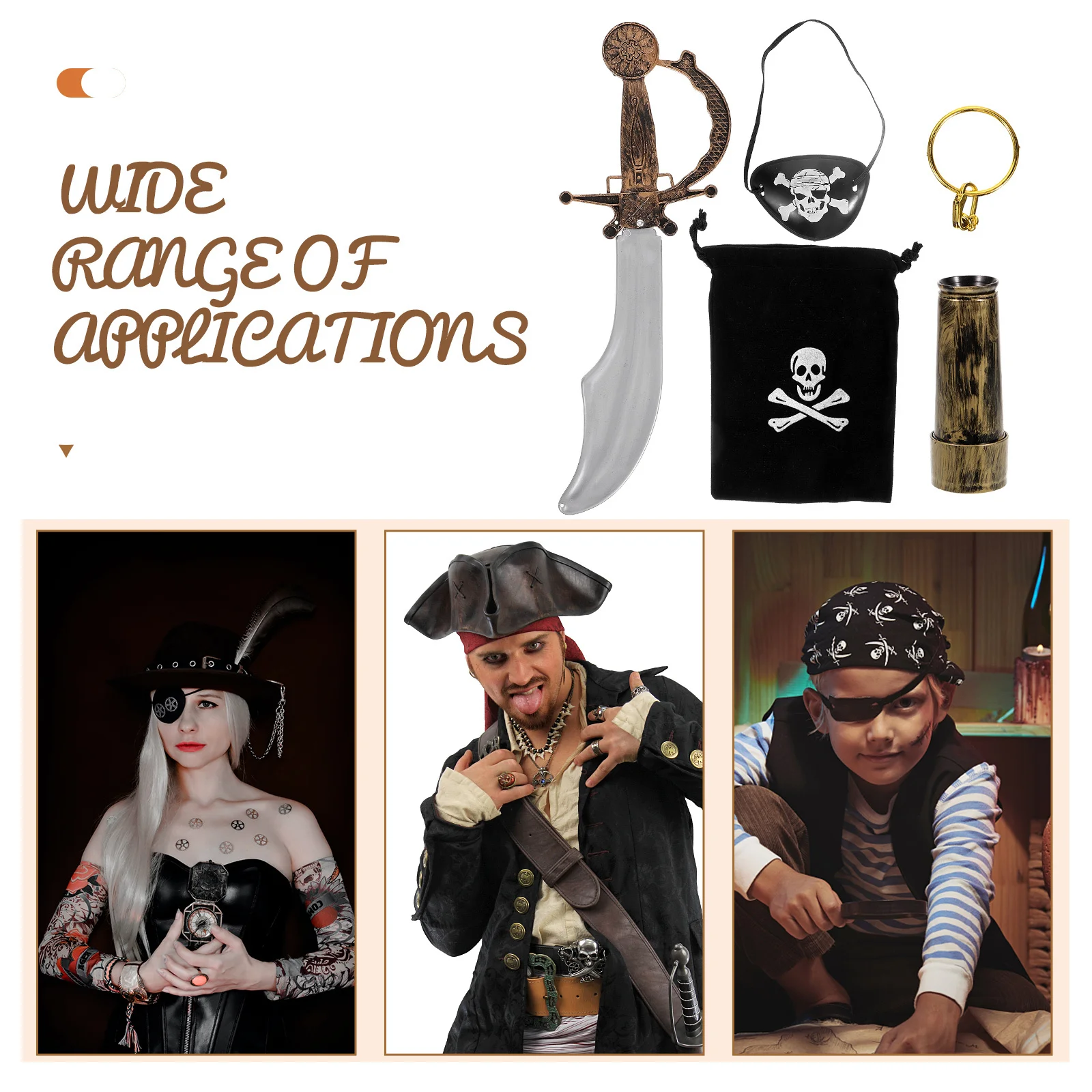 

1 set 1 Set Pirate Hook Telescope Costume Kit Party Photo Prop For Halloween Festival Carnival Cosplay Decoration Accessory