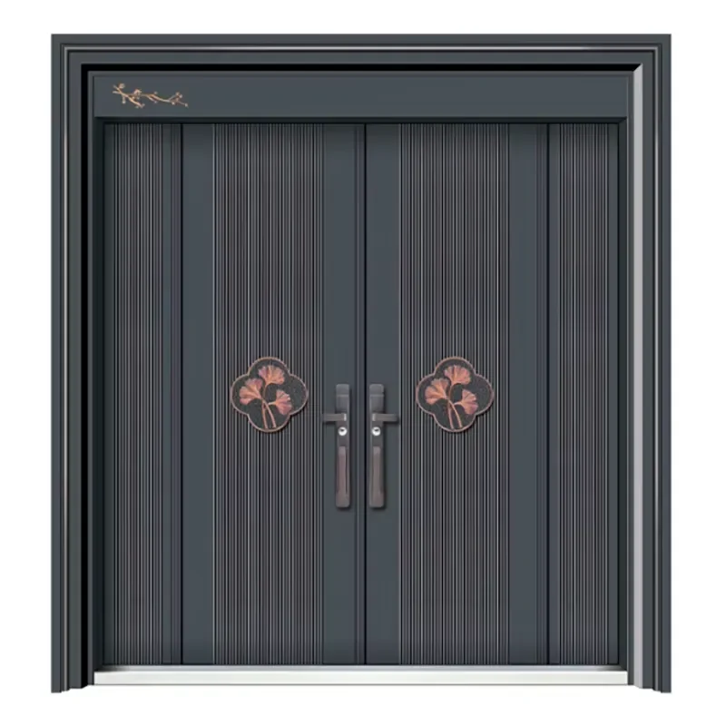 Villa Aluminum Double Entry Doors Heavy-Duty Zinc Alloy Security Front Gates Exterior Courtyard Double Doors Custom Sizes