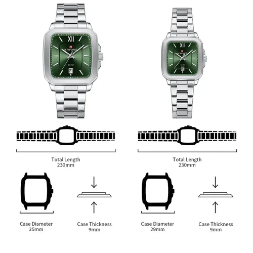 Imagen 2 del producto NAVIFORCE reloj de pareja de marca de lujo reloj de cuarzo resistente al agua moda calendario Simple fecha reloj inoxidable mujeres hombres regalo de amante