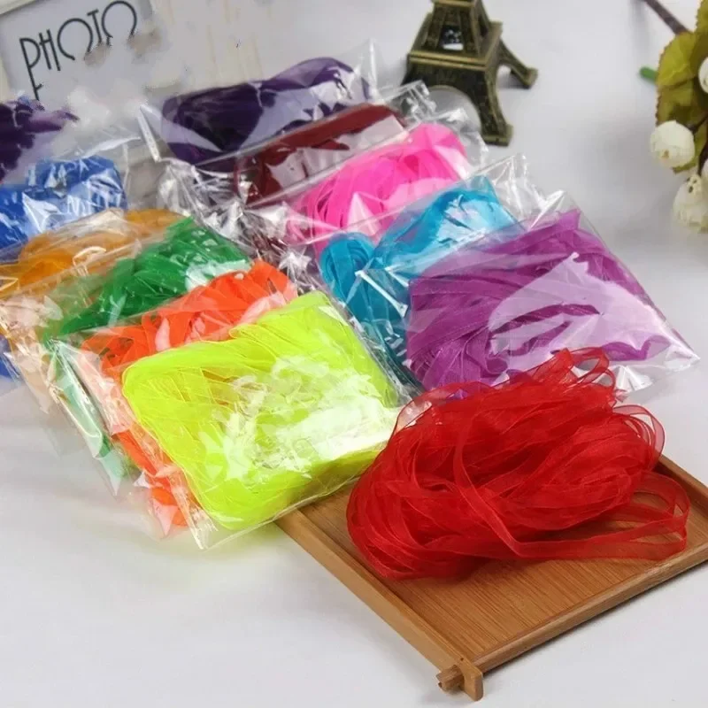 Ruban Organza Transparent en mousseline de soie, 10 mètres/rouleau 6mm, boîte à bonbons pour gâteau, emballage cadeau, accessoires de couture, décoration de fête DIY