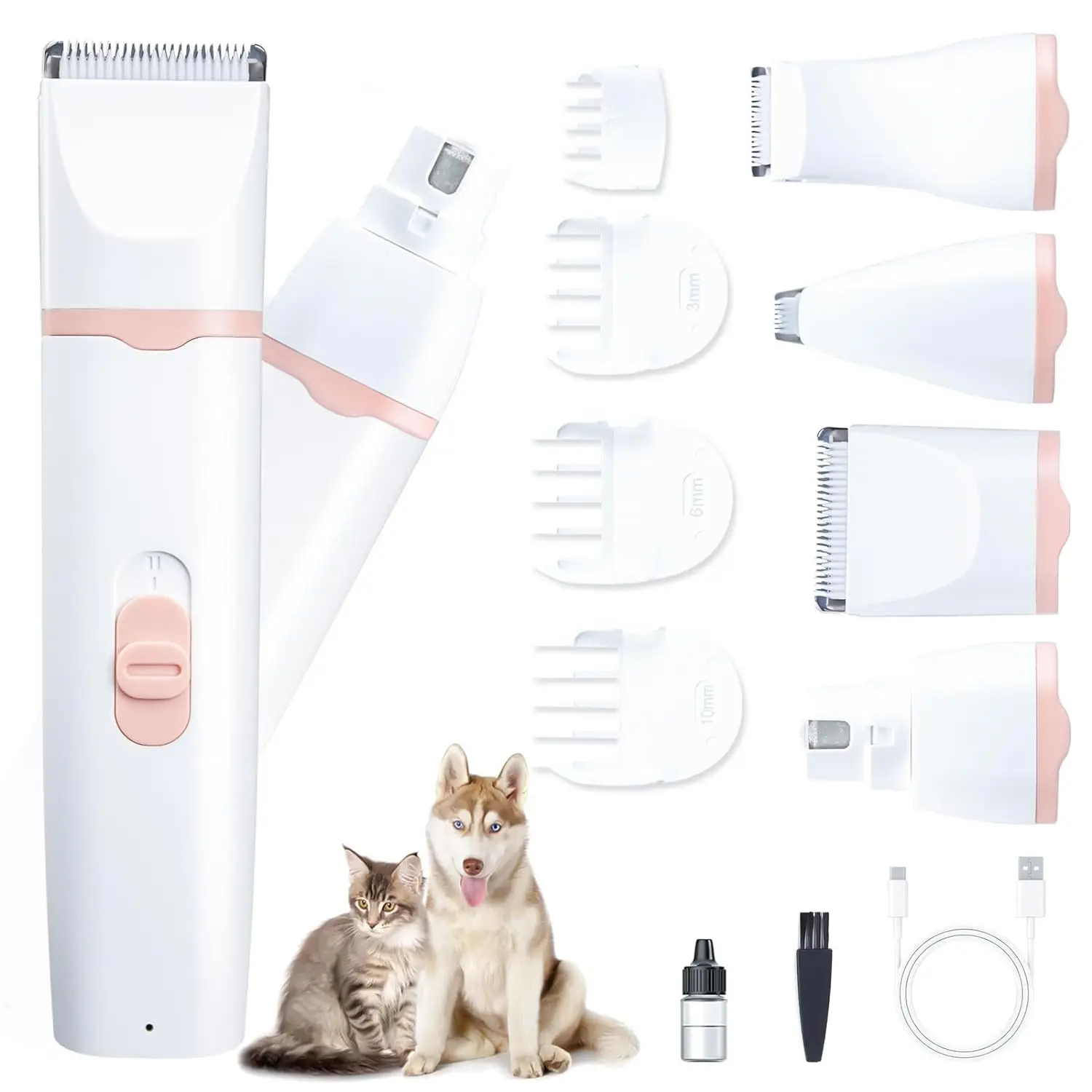 Wholesale Supplies Low Noise Hair Trimmer, 4-in-1 Cordless Pet Kit Dog Grooming Clippers