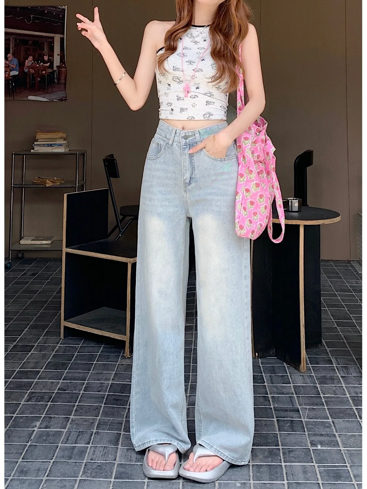 

Flare Jeans Autumn Clothes Women Straight Blue Casual Retro 2000S American Distressed Hole Ripped Female Clothing Unisex Basic