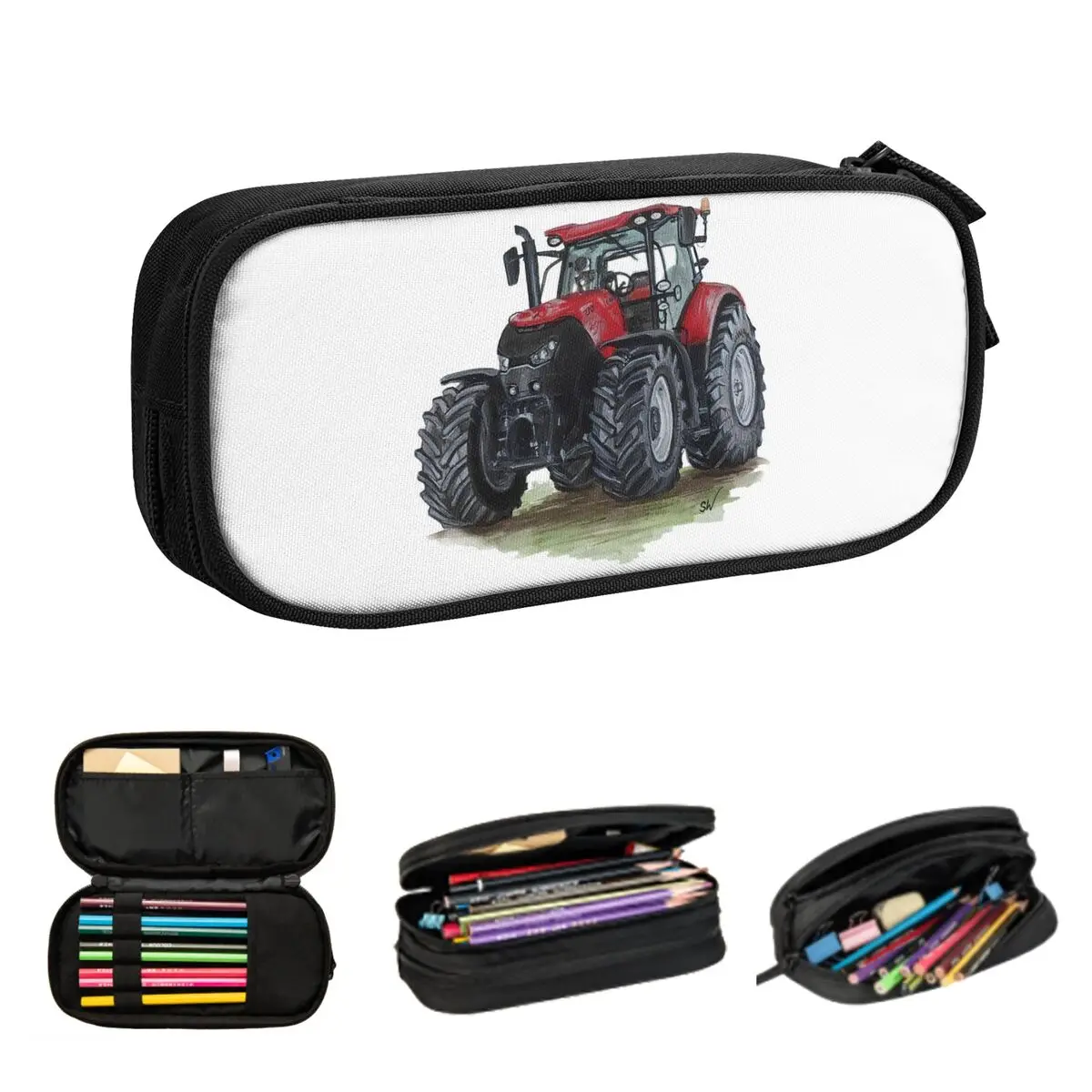 Big Red Tractor Pencil Cases Big Capacity Pen Bags Pen Box Pencil Pouch For Boys Girls Students Stationery School Office