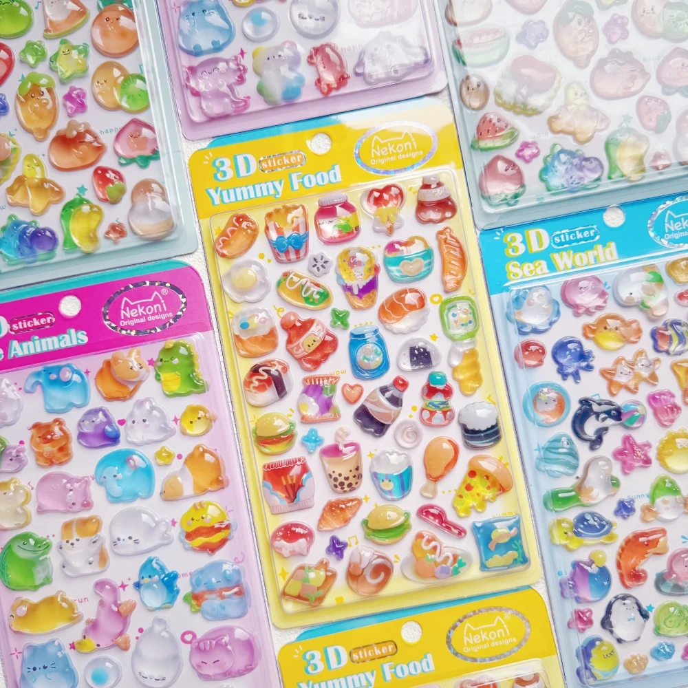 NEKONI Kreative Leckere Lebensmittel Früchte Cartoon 3D Relief Aufkleber Scrapbooking Diy Tagebuch Schreibwaren Aufkleber Dekor Nette Aufkleber