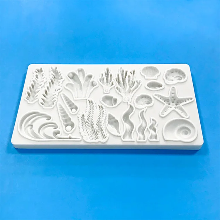 

Ocean Mold, Starfish Seahorse Seaweed Mermaid Tail Conch Fondant Mold Coral Epoxy Mold