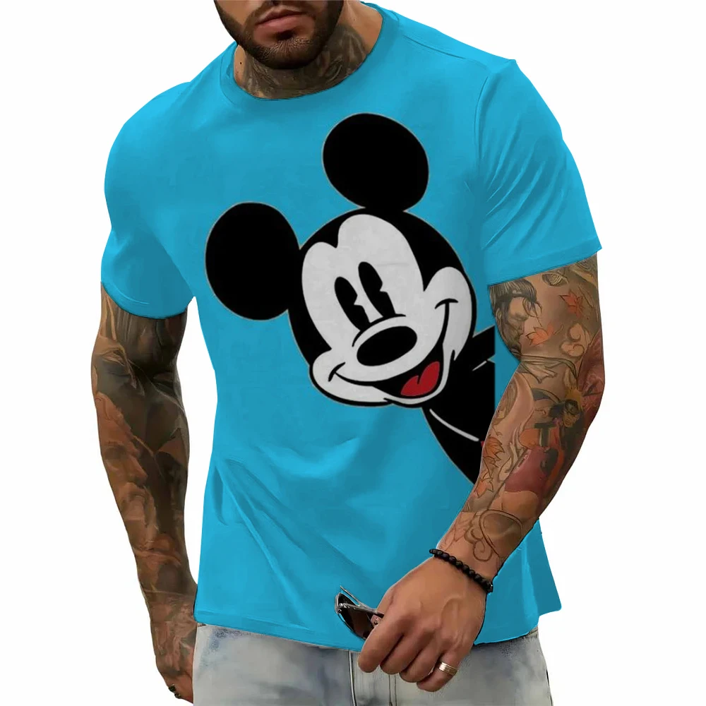 Mode tendance vente Disney Mickey Mouse imprimé hommes T-shirt à manches courtes 3D imprimé dessin animé rue Hip Hop T-shirt col rond