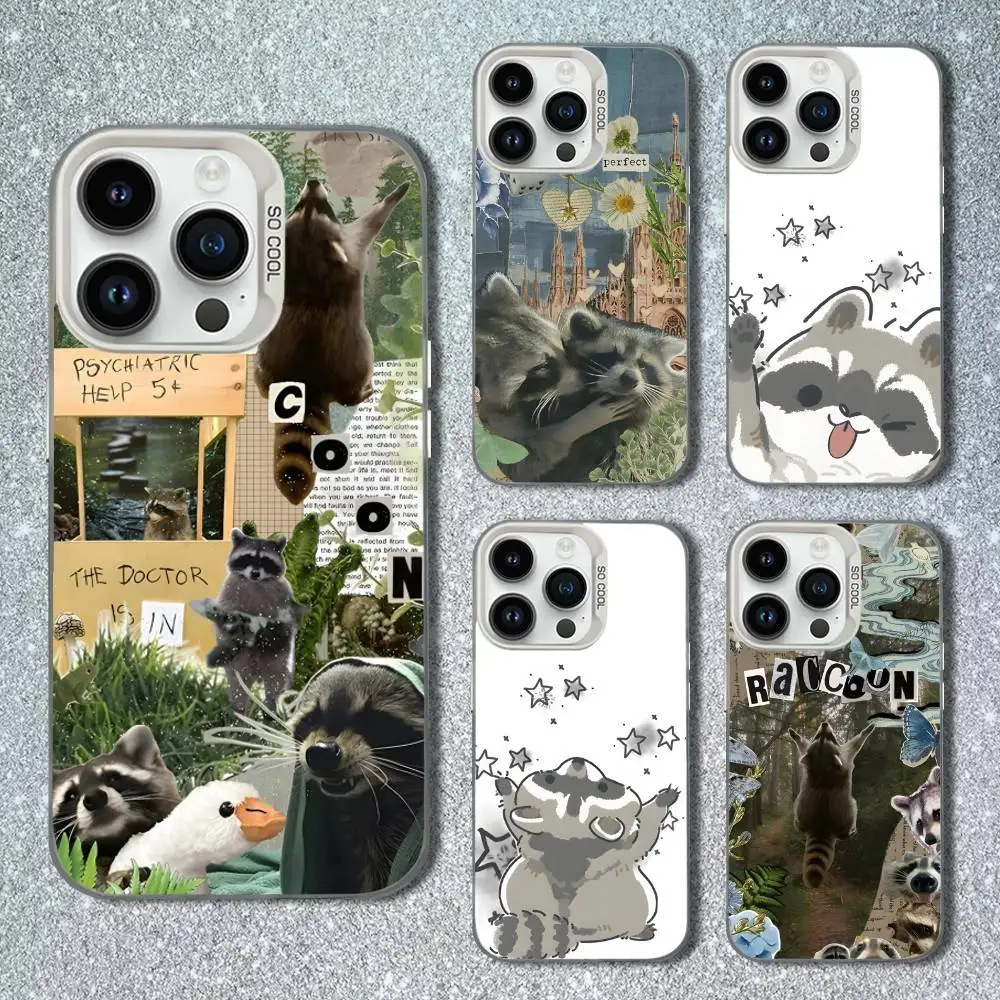 

Animal Raccoon Cute Phone Case For iPhone 13,15,14,16,12,11,Mini,MAXXS,Pro,SE, White Matte Shockproof Cover