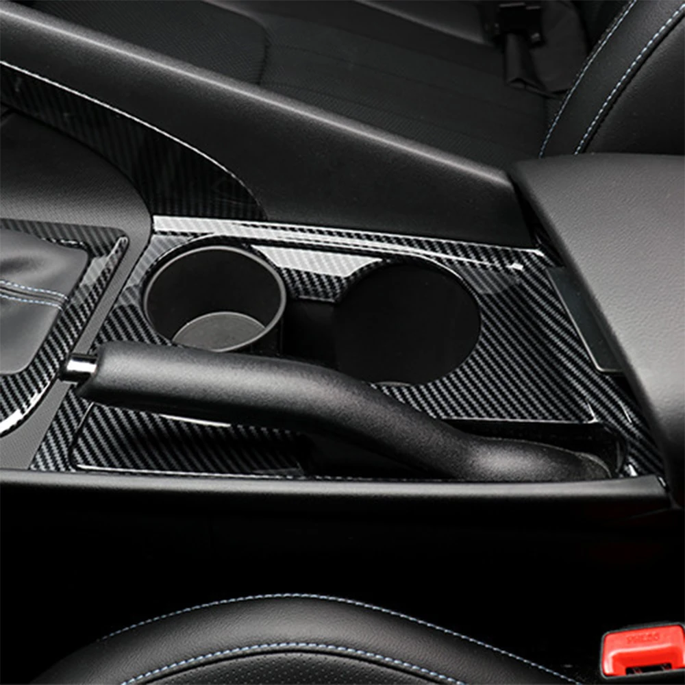 Carbon Fiber Water Cup Holder Handbrake Panel Cover Trim Interior Stickers For Hyundai Elantra CN7 N Line Left Hand Drive