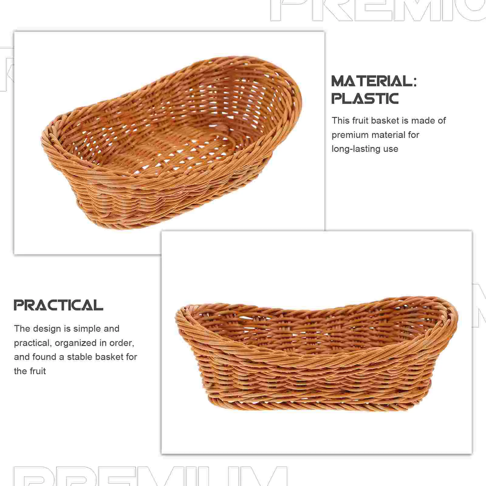 Tray Woven Basket Fruit Home Storage Baskets Breads Holder 19X13CM Plastic Veggie Wear-resistant