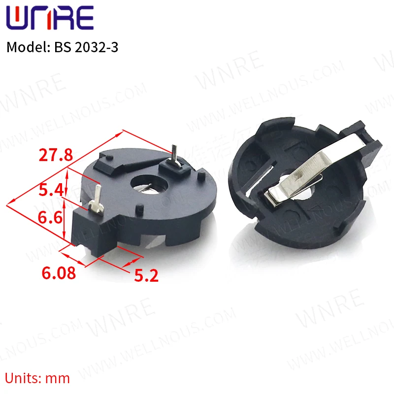 5Pcs BS 2032-3 Black BS Battery Holder Connector Button Cell Battery Socket Holder Case Box Coin Cell Battery Storage Socket