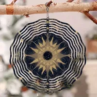 Rotating Sun Crafts Beautiful Solar-Powered Wind Chime - 3D Metal, Outdoor Decor with Sun Design