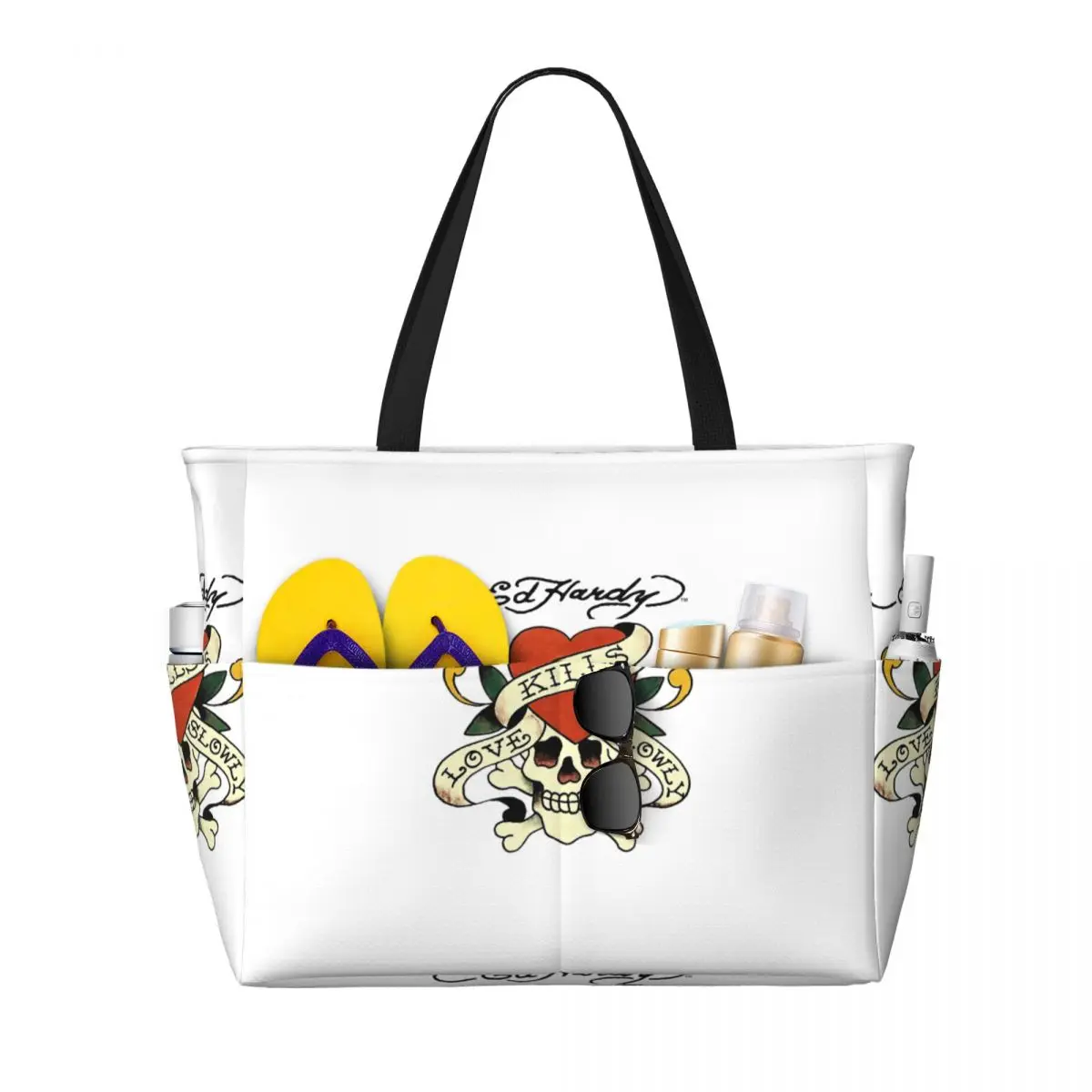 Ed Hardy Love Kills Slowly Beach Tote Bag Sport Gym Yoga Duffle Large Tote Bag Women Travel Bag Fitness bag