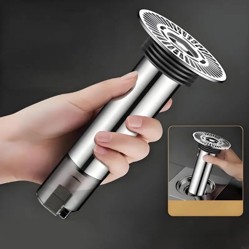 

Stainless Steeled Bathroom Sink Drain Filter With Extended Shaft Shower Drain Anti-Backflow Stopper For Hair Prevention M4YD