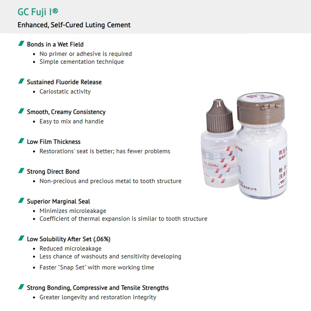 Gc Fuji 1 Dental Glass Ionomer Cement for Teeth Crowns and Bridges Permanent Adhesive Glue Japan Gc fuji One I Dentistry Product