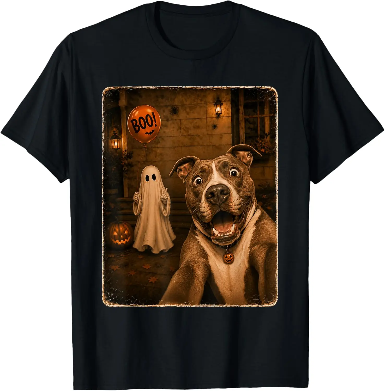 Pit Bull Pitbull Dog Ghost Selfie Boo Halloween Costume T-Shirt