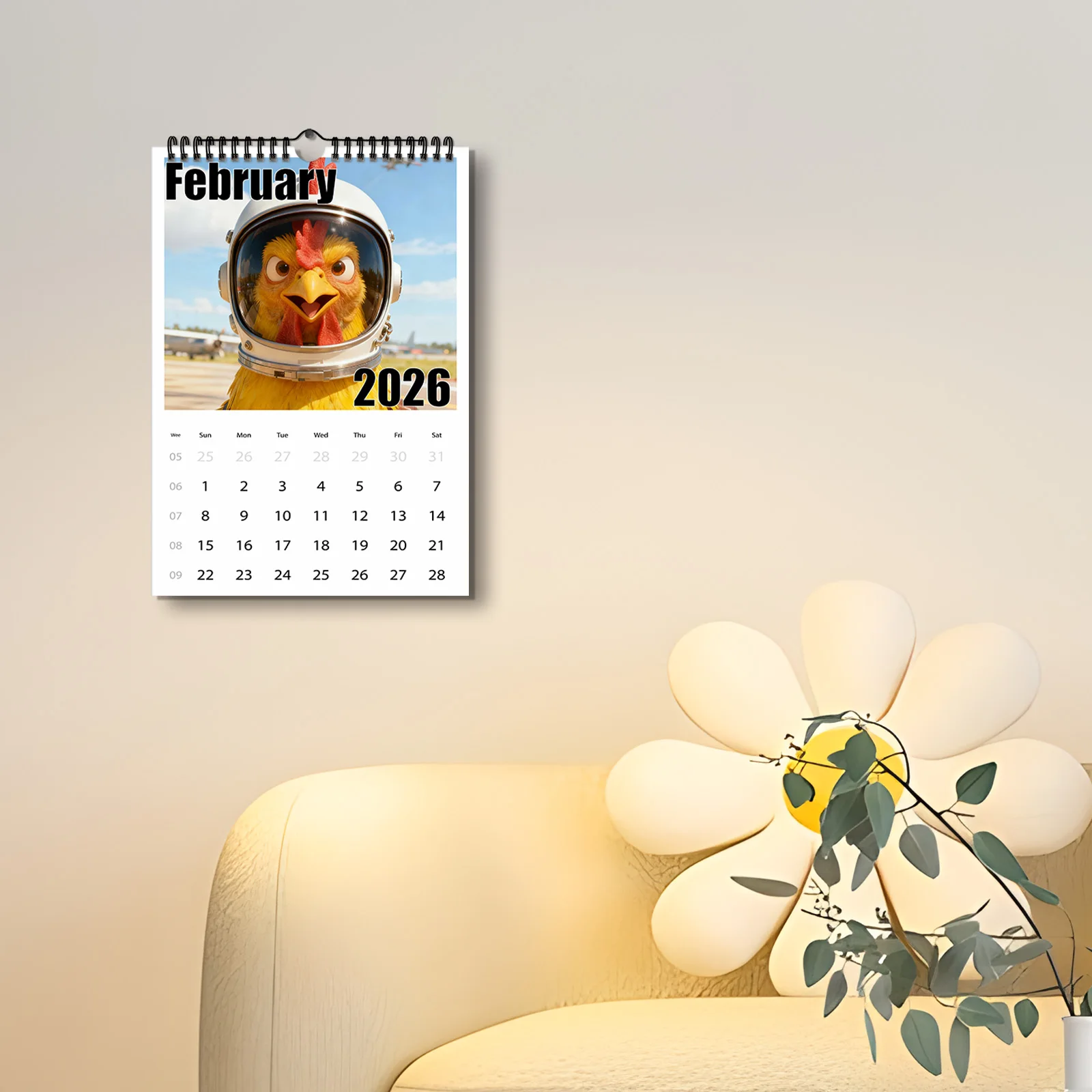 1 шт. 2026 настенный календарь на тему петуха, химерный и креативный подвесной календарь для любителей искусства и любителей юморов