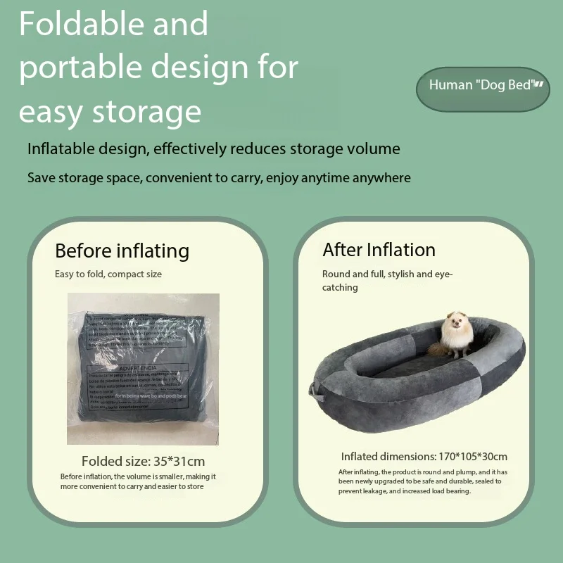 Inflatable sofa, scratch-resistant fabric cover dog bed sofa, indoor leisure reclining inflatable sofa, portable foldable bed view 5