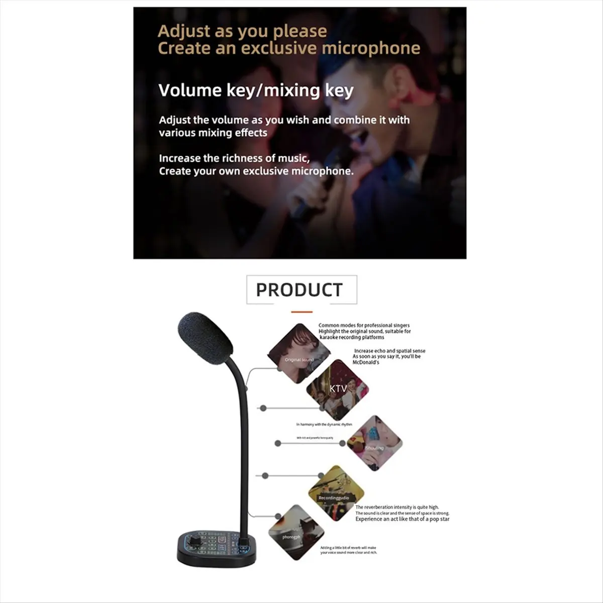 goodDT New MK100 Voice Changer,Live Voice Card Voice Changer, Handheld Microphone Voice Changer Sound Card Voice Changer