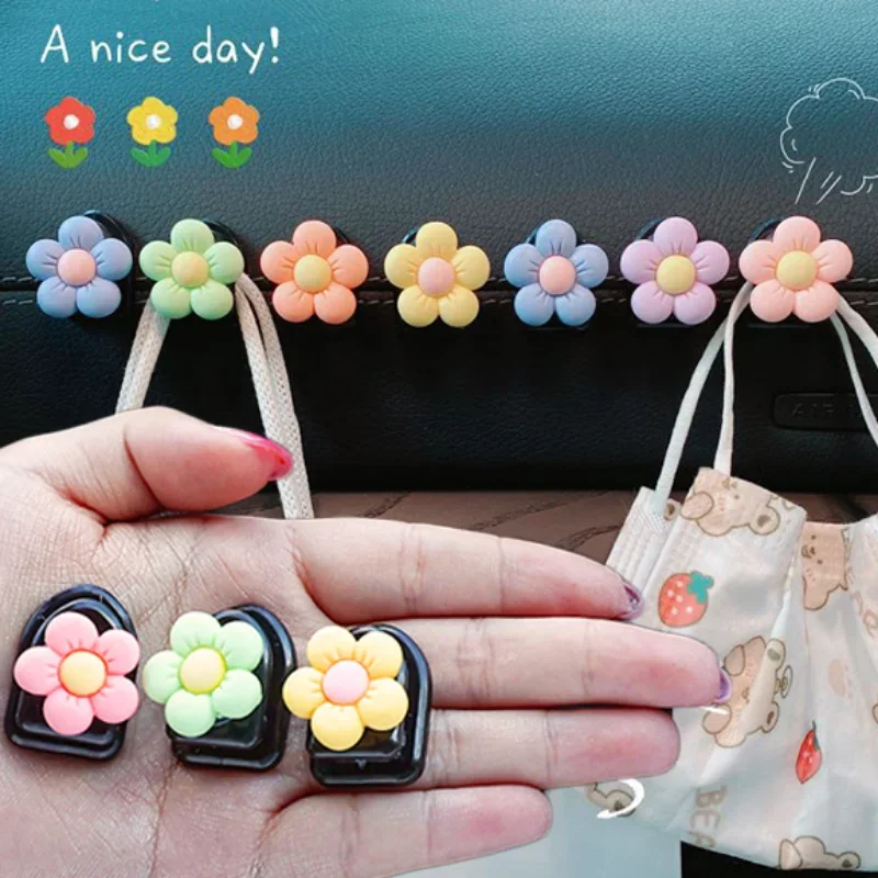 Car Hook Cute Small Flower Hook Decoration Car Storage Multi-function Storage Small Hook Mini Hooks Car Interior Accessories