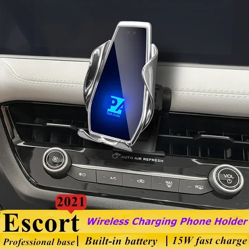 2021 For Ford Escort Mobile Phone Holder Wireless Charger Car Mount Navigation Bracket GPS Support 360 Rotating