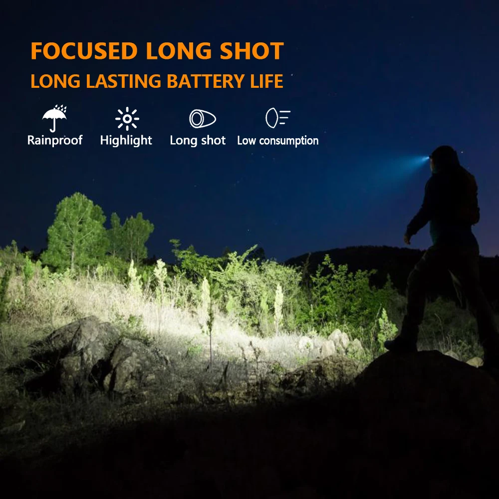 Five Head LED Headlight Strong Light Super Bright Long Range LED Head Flashlight USB Rechargeable Fishing Working Mount Headlamp