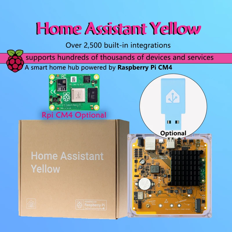 

Home Assistant Yellow Power Suppl /POE Vision Powered by Raspberry Pi CM4 Smart Home Hub 2,500+ integrations USB Stick Optional