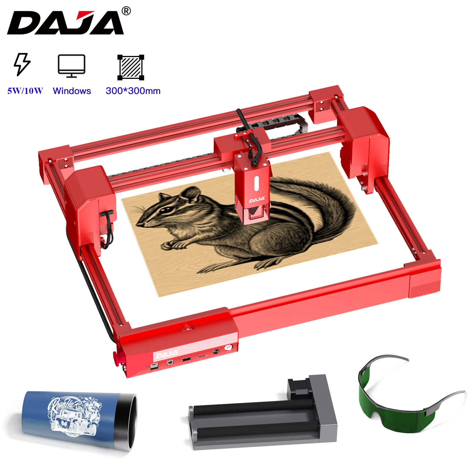 DAJA A6 Laser Engraver 5W/10W Laser CNC Portable Fast Engraving Stainless Steel Wood Paper Glass Painted Metal Cut Wood Acrylic