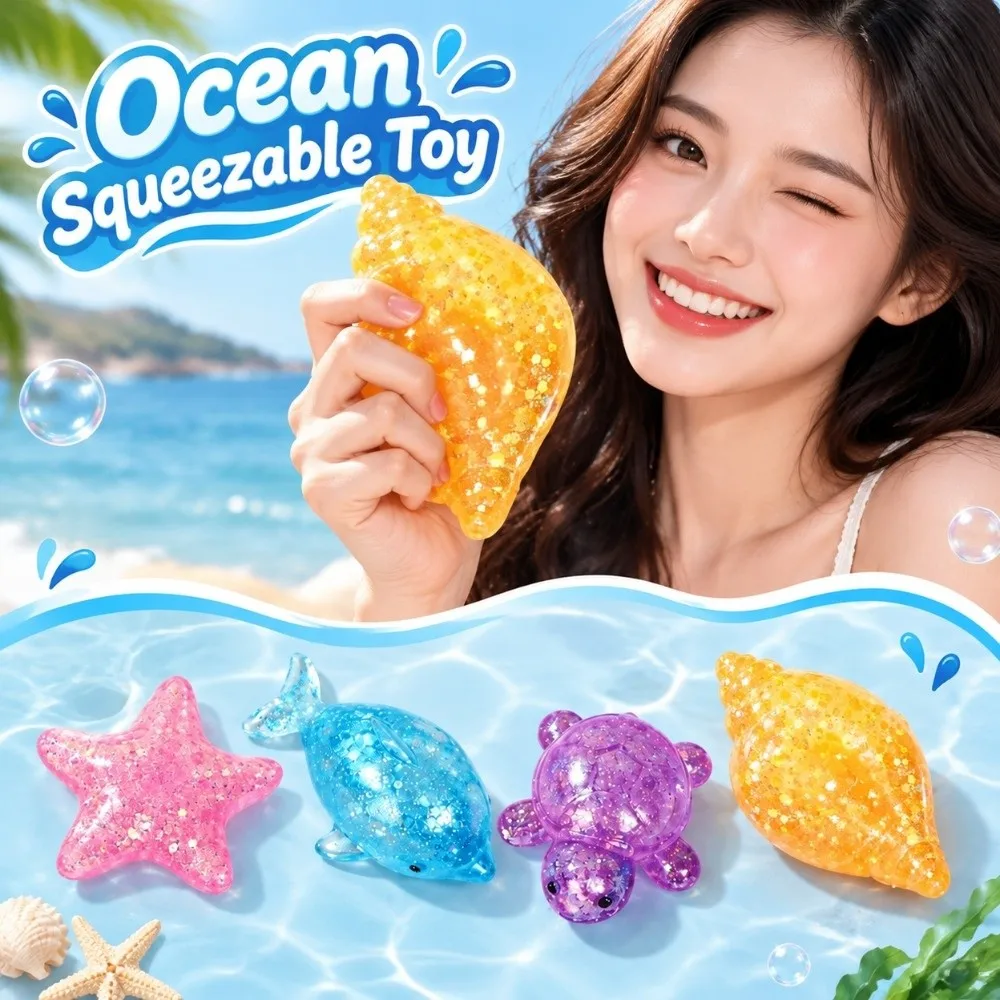 Super Soft Turtle Squeezable Toy Transparent Squishy Ocean Blocks Ocean Fidget Toy Slow Rising Glitter Whale Sensory Toy Adults