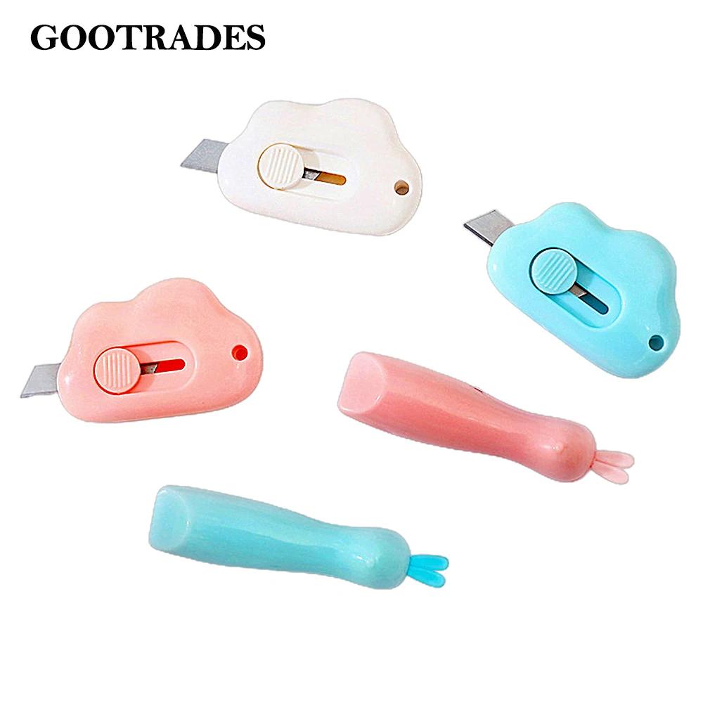 NEW Cute Cloud Rabbit Color Mini Portable Utility Knife Paper Cutter Cutting Paper Razor Blade Office Stationery Escolar Papelar