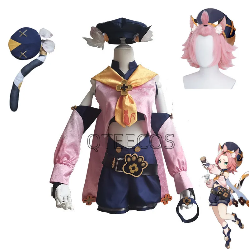 

Game Genshin Impact Diona Anime Cosplay Costume Wigs Top Shorts Halloween Carnival Uniforms Outfits For Girls