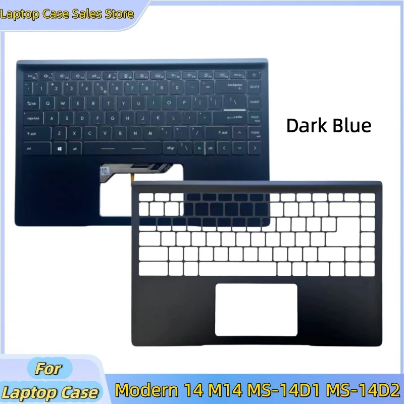

New laptop For MSI Modern 14 M14 MS-14D1 MS-14D2 Upper Case Palmrest Cover C shell backlit keyboard Dear Blue