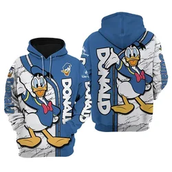 Disney Autumn Winter Kids Donald Duck Hoodie Cartoon Print Pullover Casual Hooded Clothing Boys Girls Fashion Coat With Hat