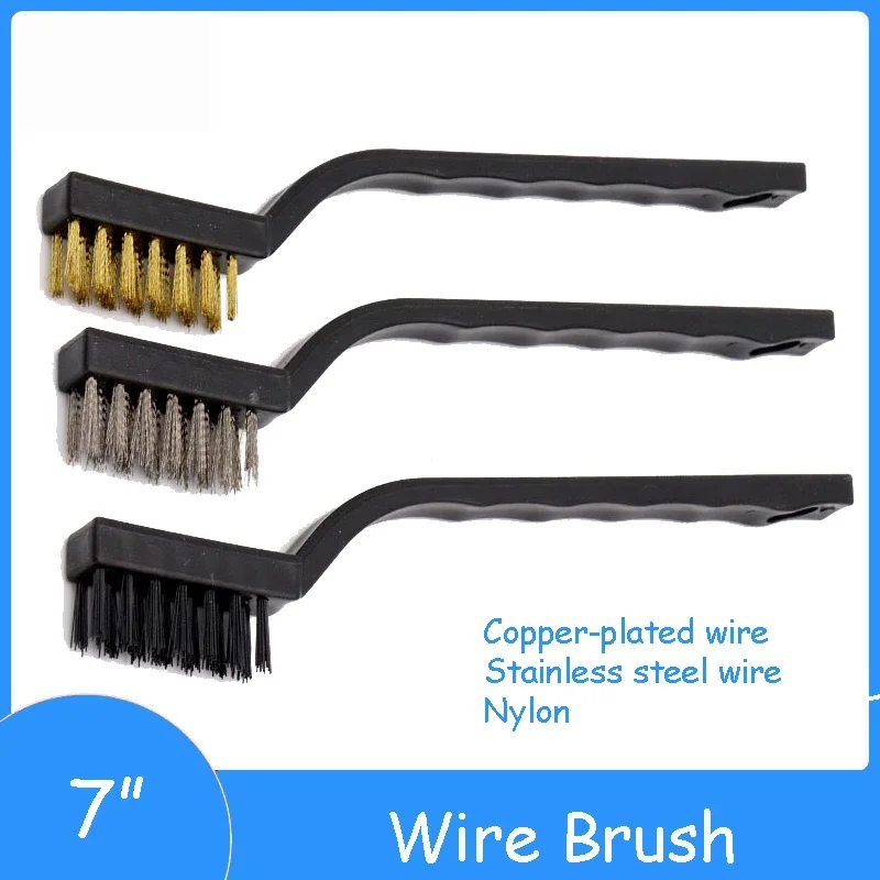 

170mm Stainless Steel Copper Nylon Wire Brush Rust Scrub Remove Cleaning Tools Manual Cleaning And Maintenance Tool