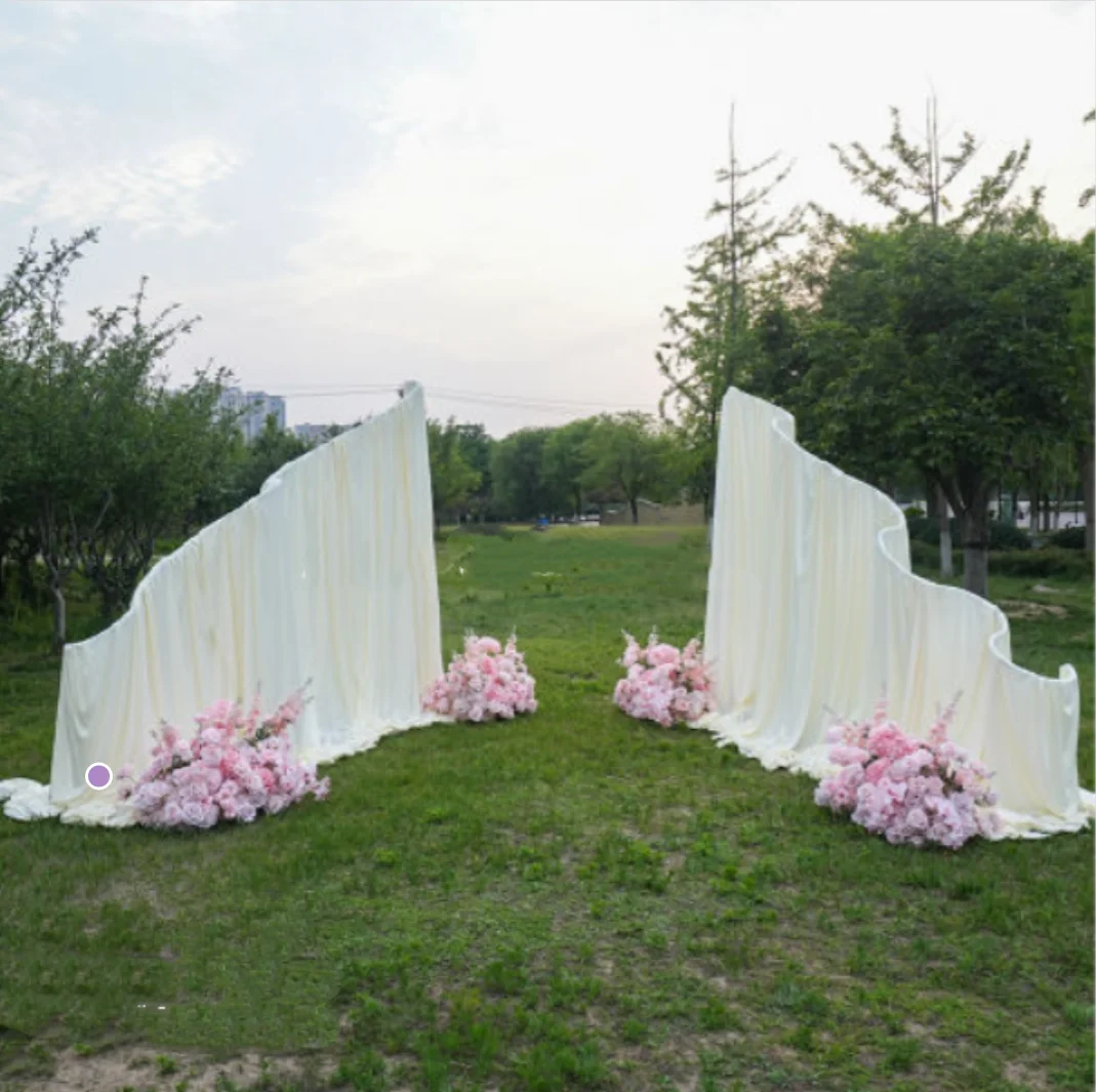 S-shaped Backdrop Stand for Sheer Curtains Spiral Wedding Arch Stand White Iron Backdrop for Wedding Stage Backdrop Decoration